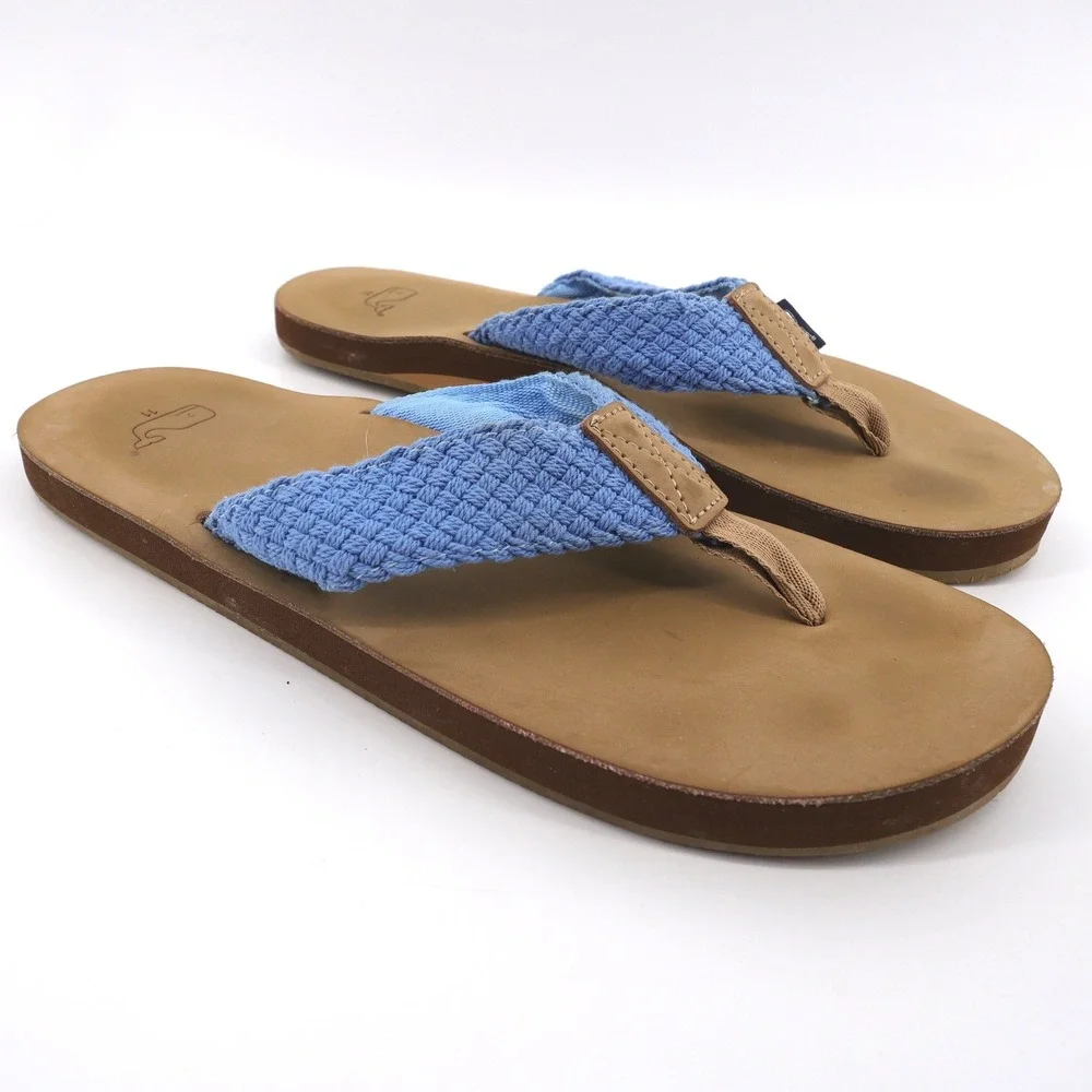 Vineyard Vines Woven Strap Flip Flop Sandals Blue Mens 11